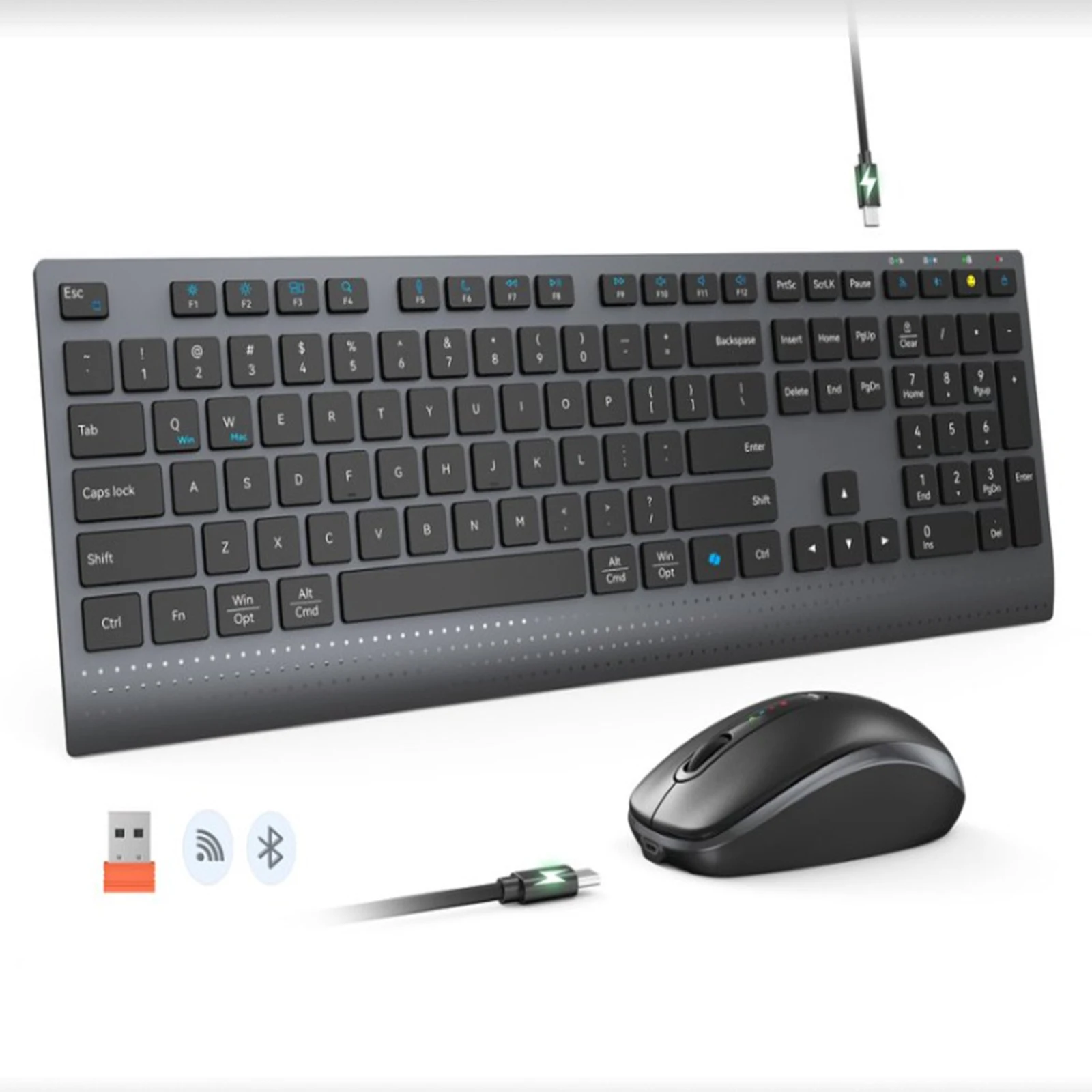 Pc Gaming Fullset - 2.4G Bluetooth Dual-mode Wireless Keyboard Mouse