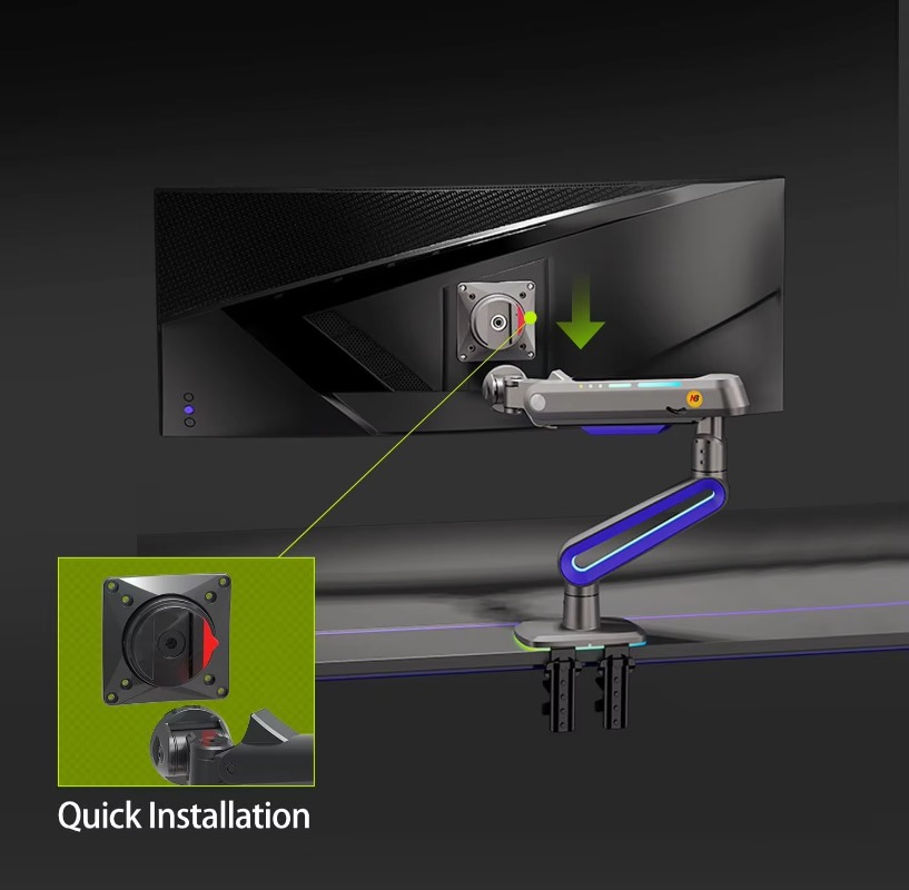 Monitor Stand - ERGONOMIC Gaming Monitor Arm for Flat/Ultrawide/Curved