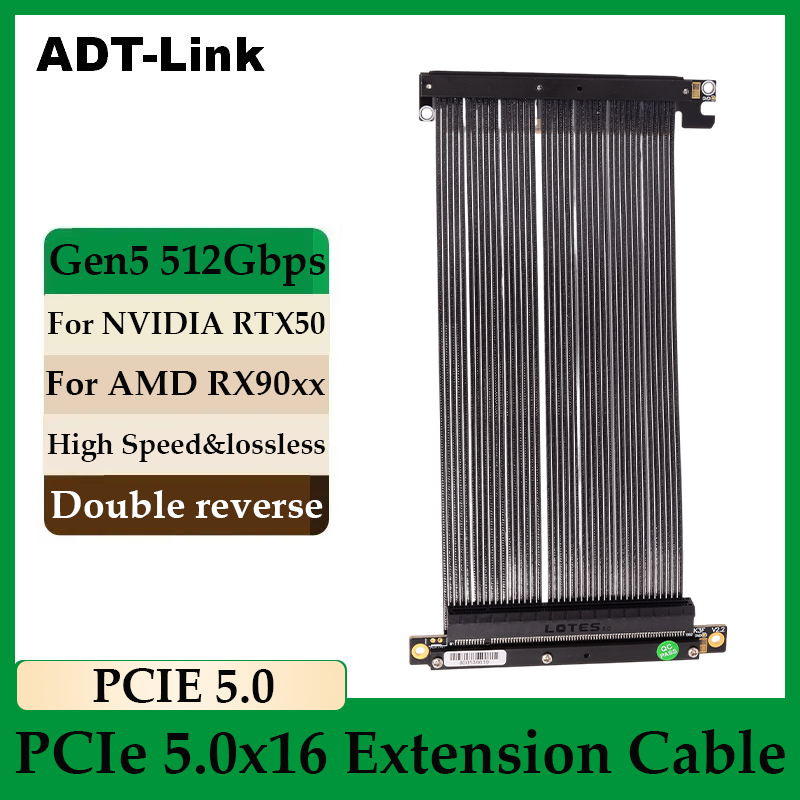 Pcie Riser Cable - ADT-Link PCIe 5.0 x16 Double Reverse