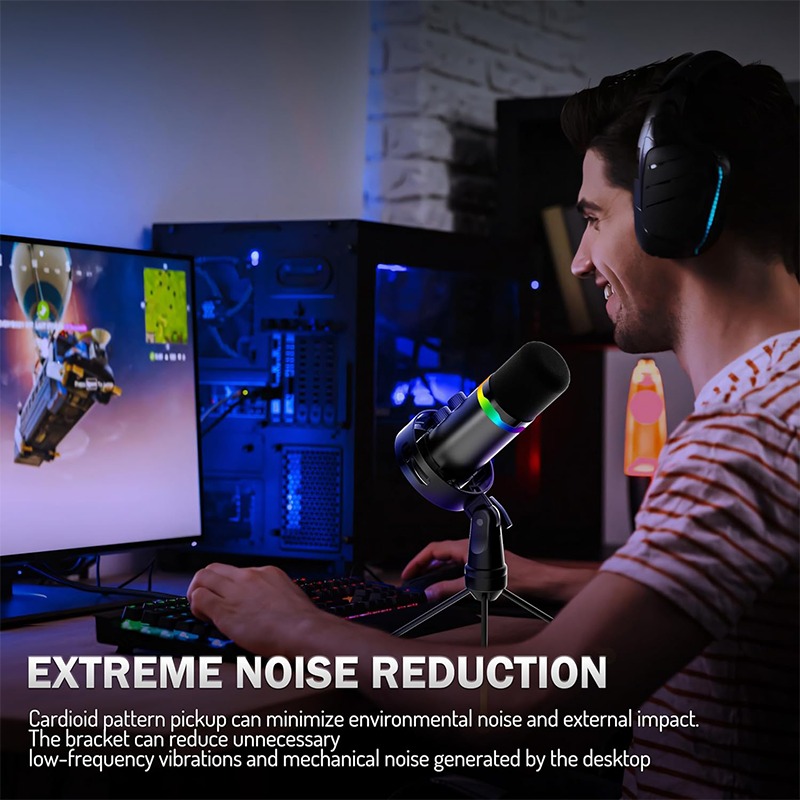 Monitor Stand - USB Gaming Microphone with Boom Arm