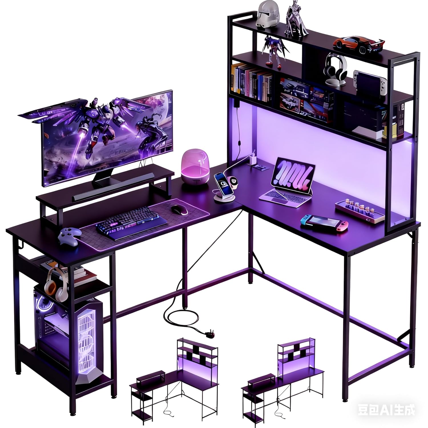 L Shaped Gaming Desk with Hutc - đánh giá và giá Pc Zotac Gaming