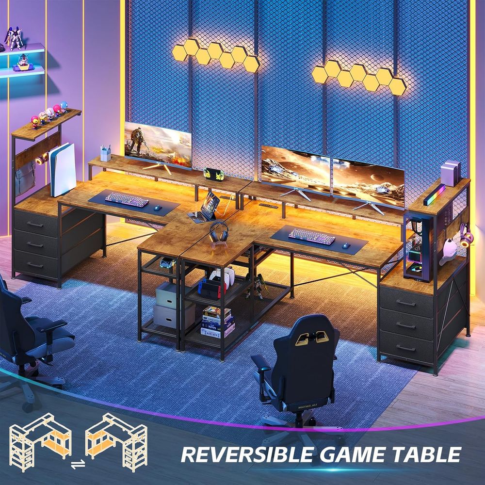 L-Shaped Gaming Desk with Draw - đánh giá và giá Monitor Stand