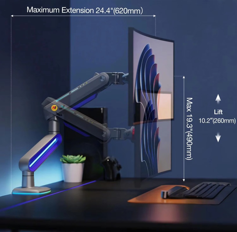 ERGONOMIC Gaming Monitor Arm f - đánh giá và giá Monitor Stand